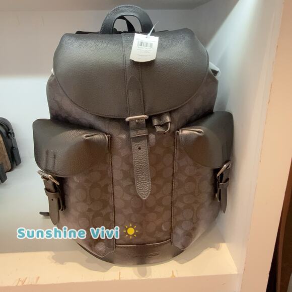 NWT Coach Warner Backpack Signature Canvas Gunmetal/charcoal /black CW211 - Picture 1 of 7